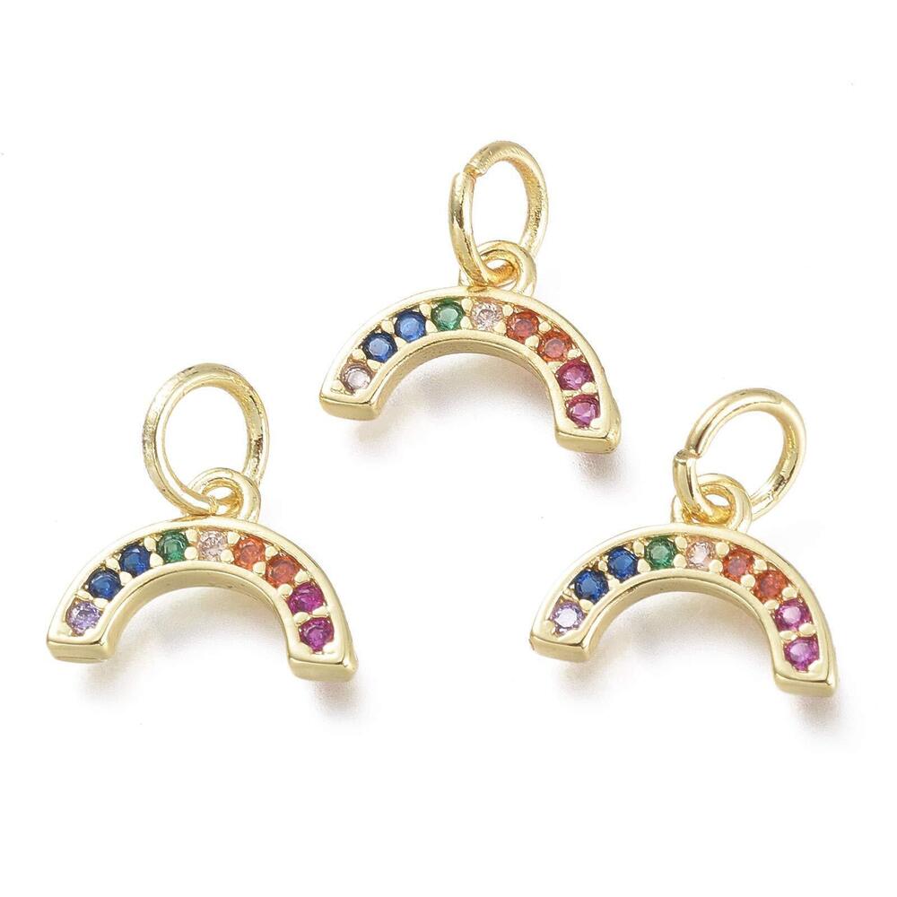 7594 Beadthoven 20pcs Real 18K Gold Plated Rainbow Crystal Charm Pendants
